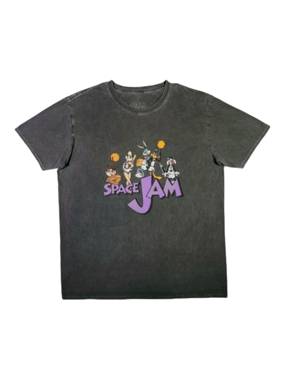 Space Jam Looney Tunes Graphic Tee Washed Charcoal Gray T-Shirt Small 90s Y2K